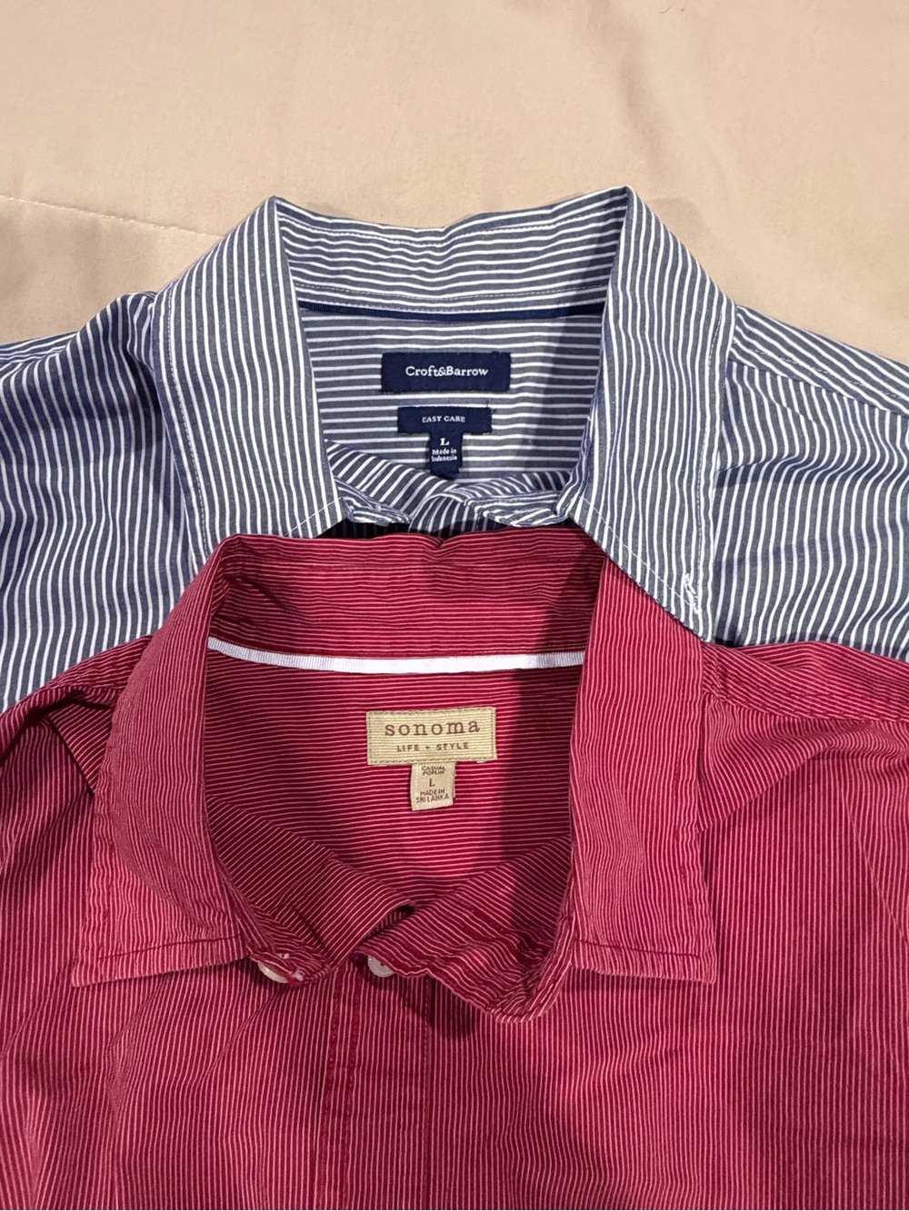 Sonoma Men’s Red and Blue Striped Casual Button-Down Shirt Duo